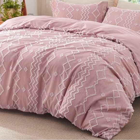 3 Piece Tufted Jacquard Duvet Cover Set - King - Picture 2 of 4